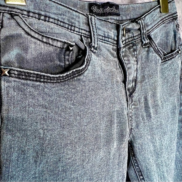 Vanilla Star Y2K Acid Wash Crackle Skinny Denim Jeans Girls 12 - Picture 5 of 9